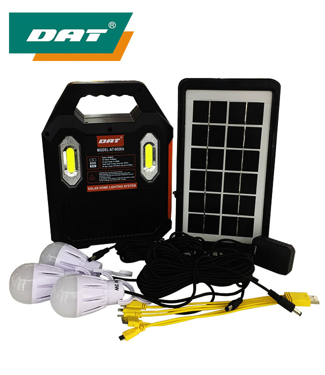 AT-9028B DAT solar charging lighting system kits with MP3 and radio function solar led lighting kits