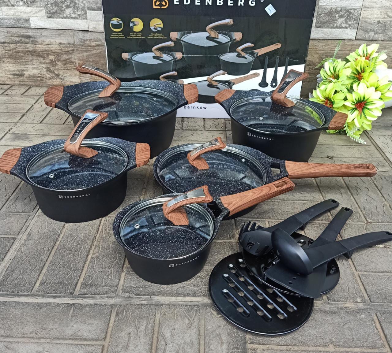 15pcs Edenberg Granite Cookware - Image 6