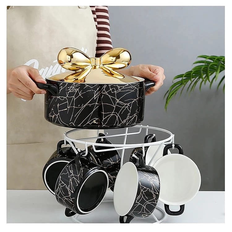 Luxurious marble soup bowl set
