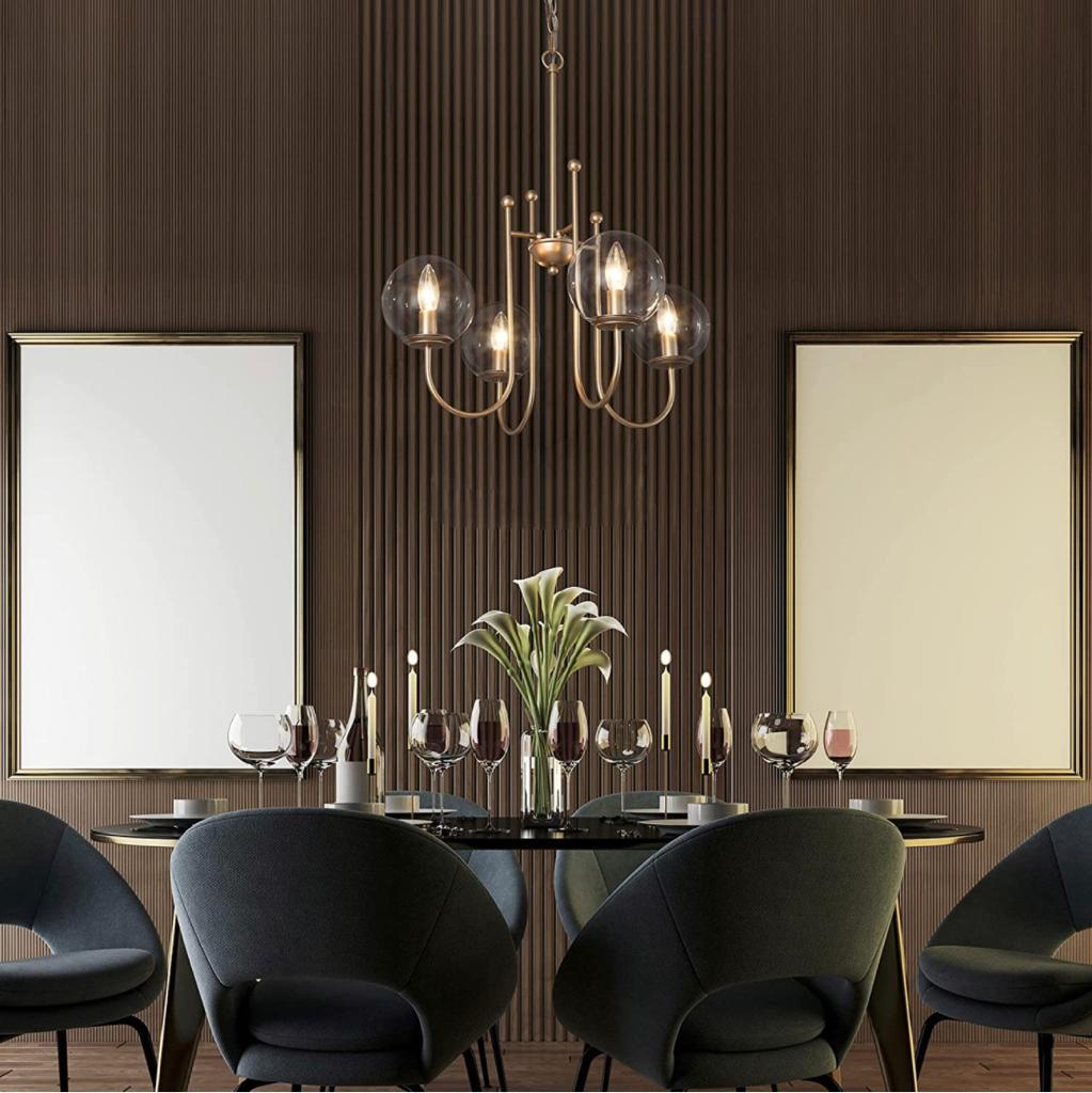 Large Globe, Brass Pendant Light Fixtures - Image 4