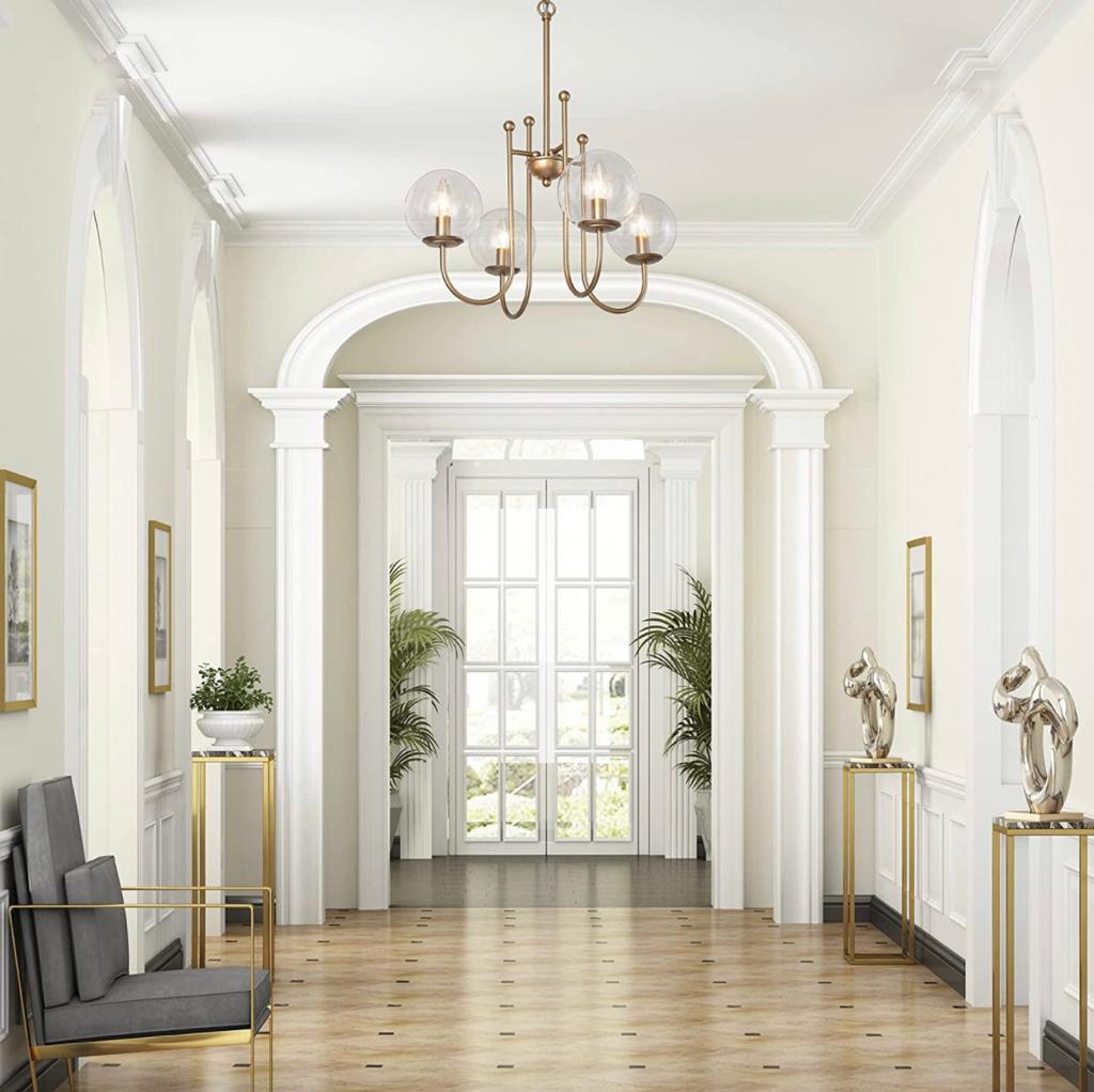 Large Globe, Brass Pendant Light Fixtures - Image 3