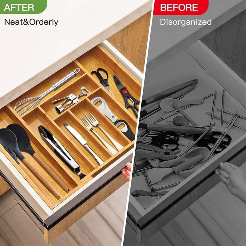 Expandable Bamboo drawer/cutlery organizer - Image 5