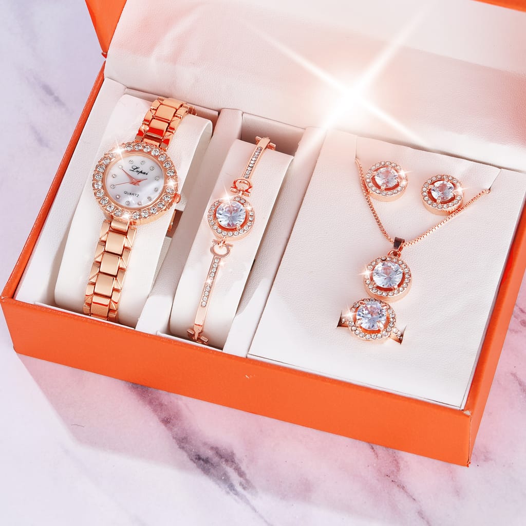 Diamond luxury golden jewelry ladies gift set - Image 3