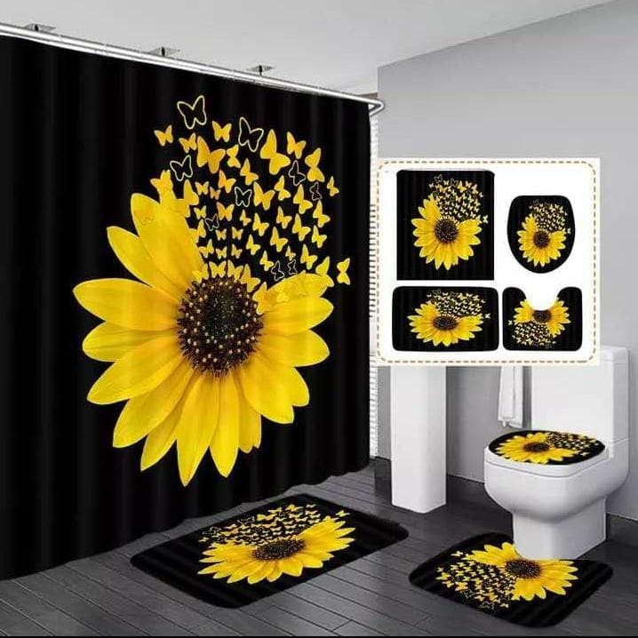 4 pcs set bathroom shower curtain set - Image 7
