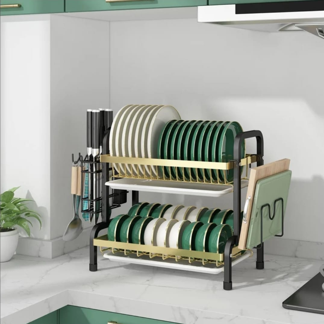 2 tier Black gold Dishrack