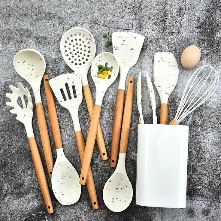 marble silicone spoon set