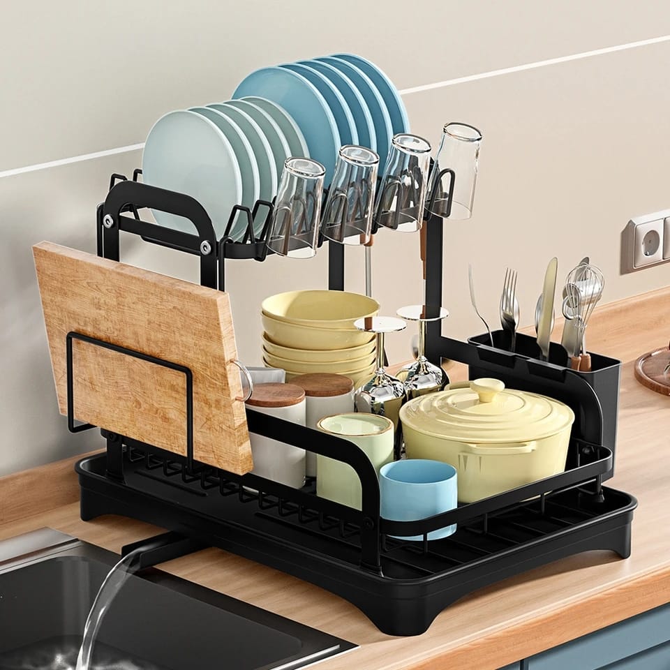 2 Tier Dish Drying Rack with Drip Tray