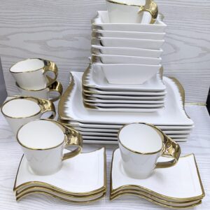 wavy ceramic white dinner Set