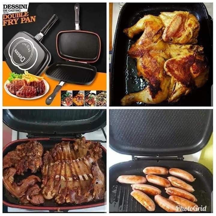 Double Pan /Meat Grill Non Stick 36cm -Black