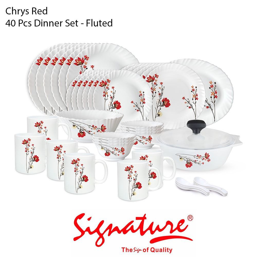 40 pcs Signature White Glass Dinner sets - Image 5
