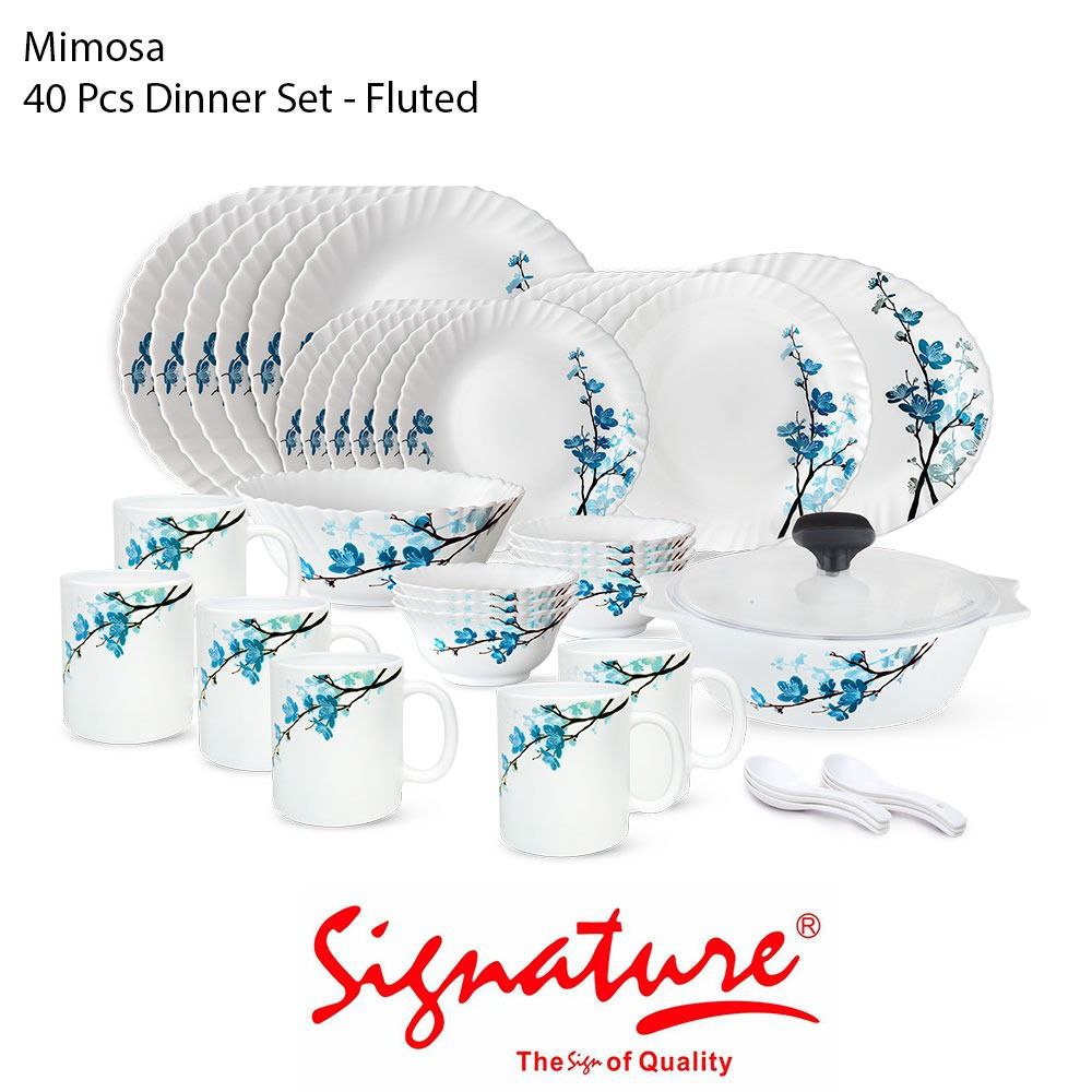 40 pcs Signature White Glass Dinner sets - Image 3