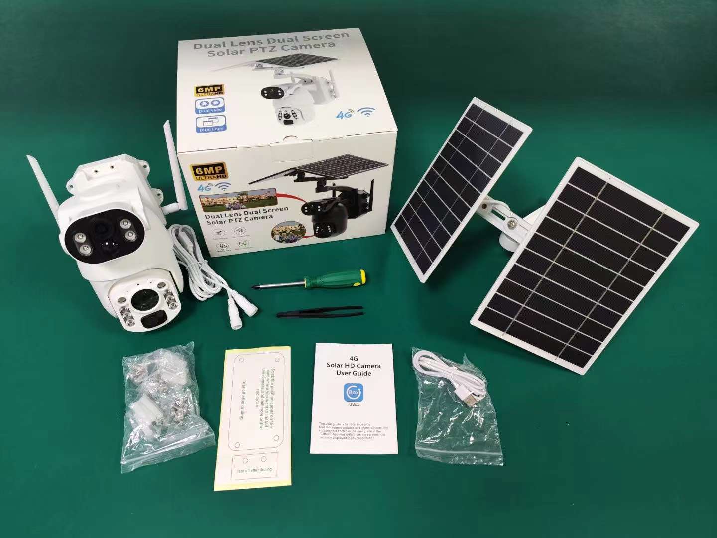 6MP Dual Lens Dual Screen Solar PTZ Camera (4G & Wi-Fi)