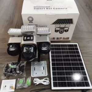 Led Light Solar Camera Outdoor 4g 3lens 3PTZ CCTV Camera Ai Tracking Night Vision